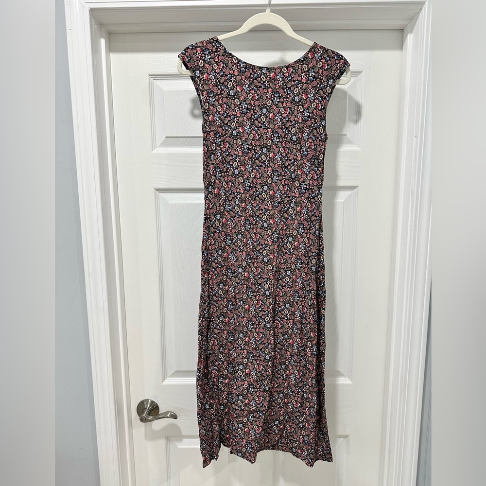 LOFT Black Floral Midi Maxi Dress